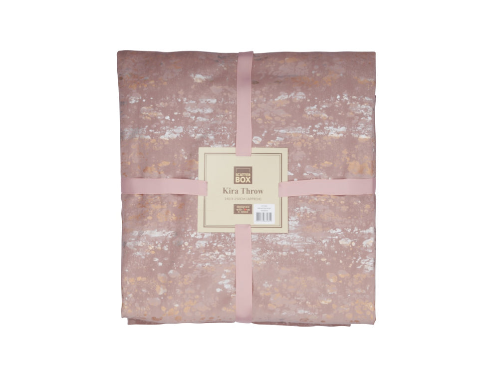 Aveen Upholstered Metallic Throw Antique Rose
