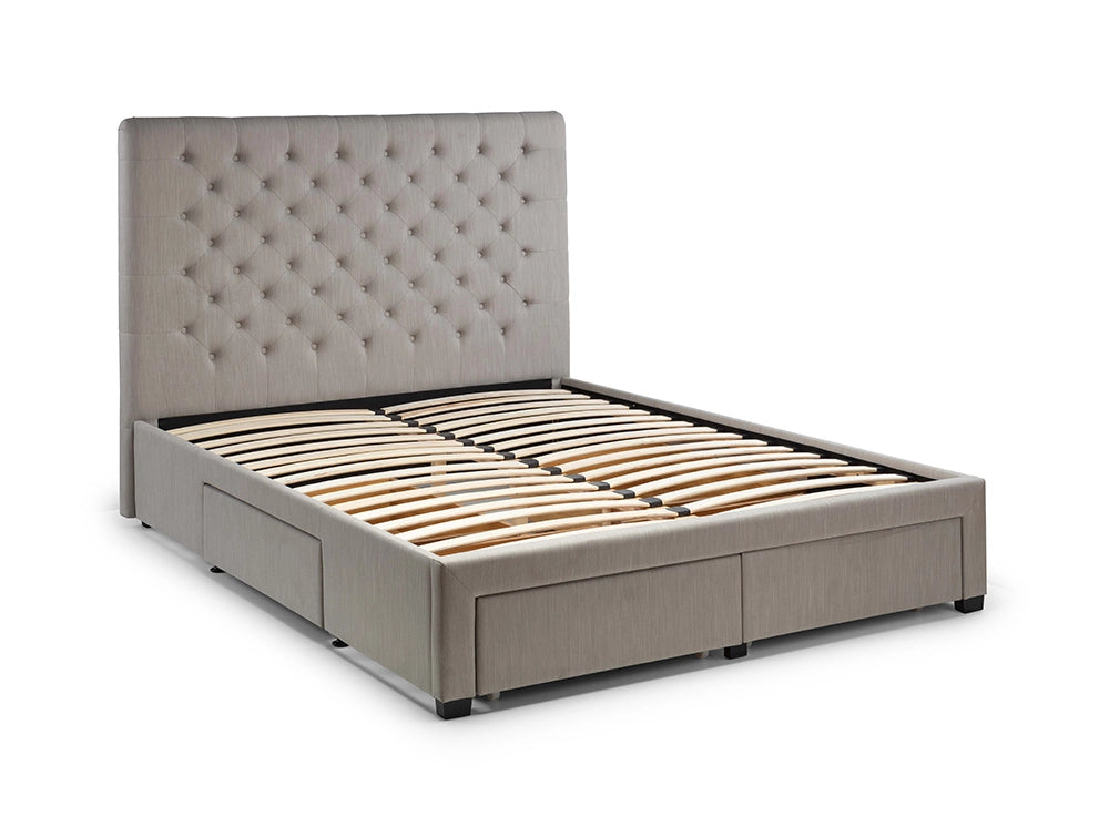 Hilton Deep Button 4 Drawer Bed Grey Linen 3