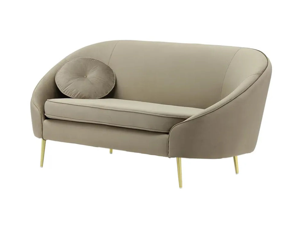 Kaleb 2 Seater Standard Piping Sofa - Mink and Gold