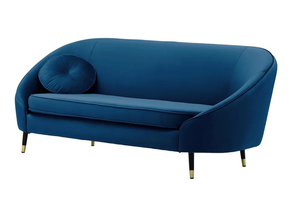 Kaleb 3 Seater Standard Piping Sofa - Blue and Black/Gold
