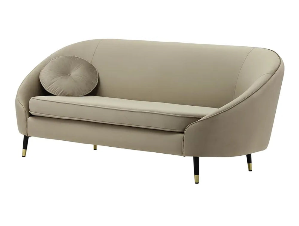 Kaleb 3 Seater Standard Piping Sofa - Mink and Black/Gold