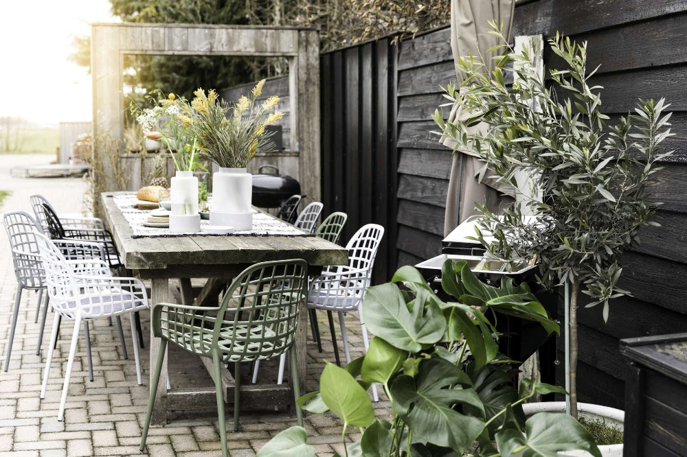 Kyler Outdoor Armchair Green in Outdoor Setting 4