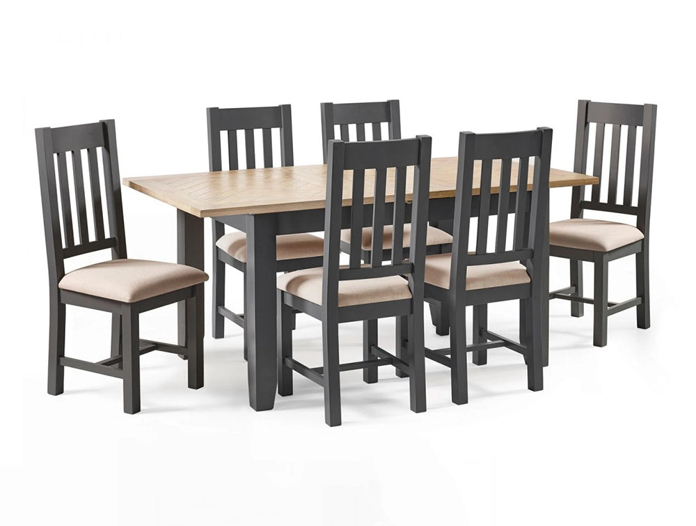 Rua Extending Dining Table Dark Grey with Rua Dining Chair 2
