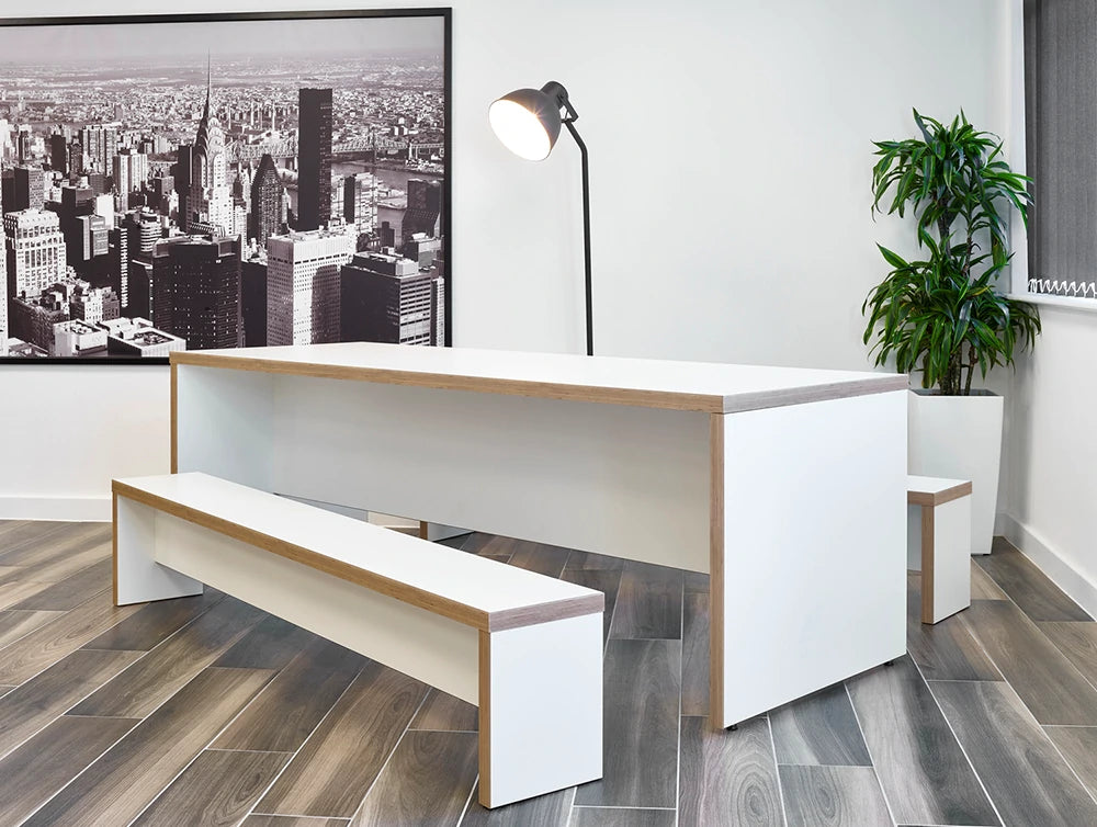 Trestan Rectangular Bench in White Finish with