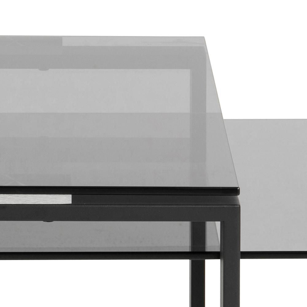 Trina Coffee Table Smoked Glass and Black Top Detail 2